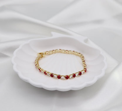 Mini Fashion Ruby Red and CZ Tennis Bracelet