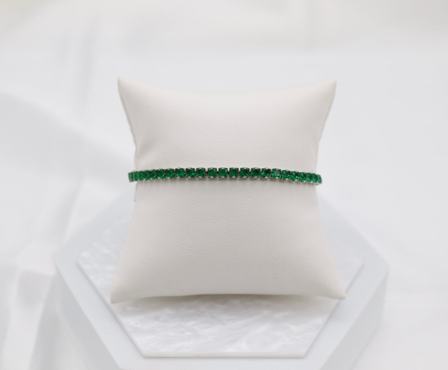 Emerald Green CZ Diamond Adjustable Bracelet