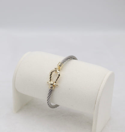 Two-Tone Cable Bracelet with Gold Anchor Clasp