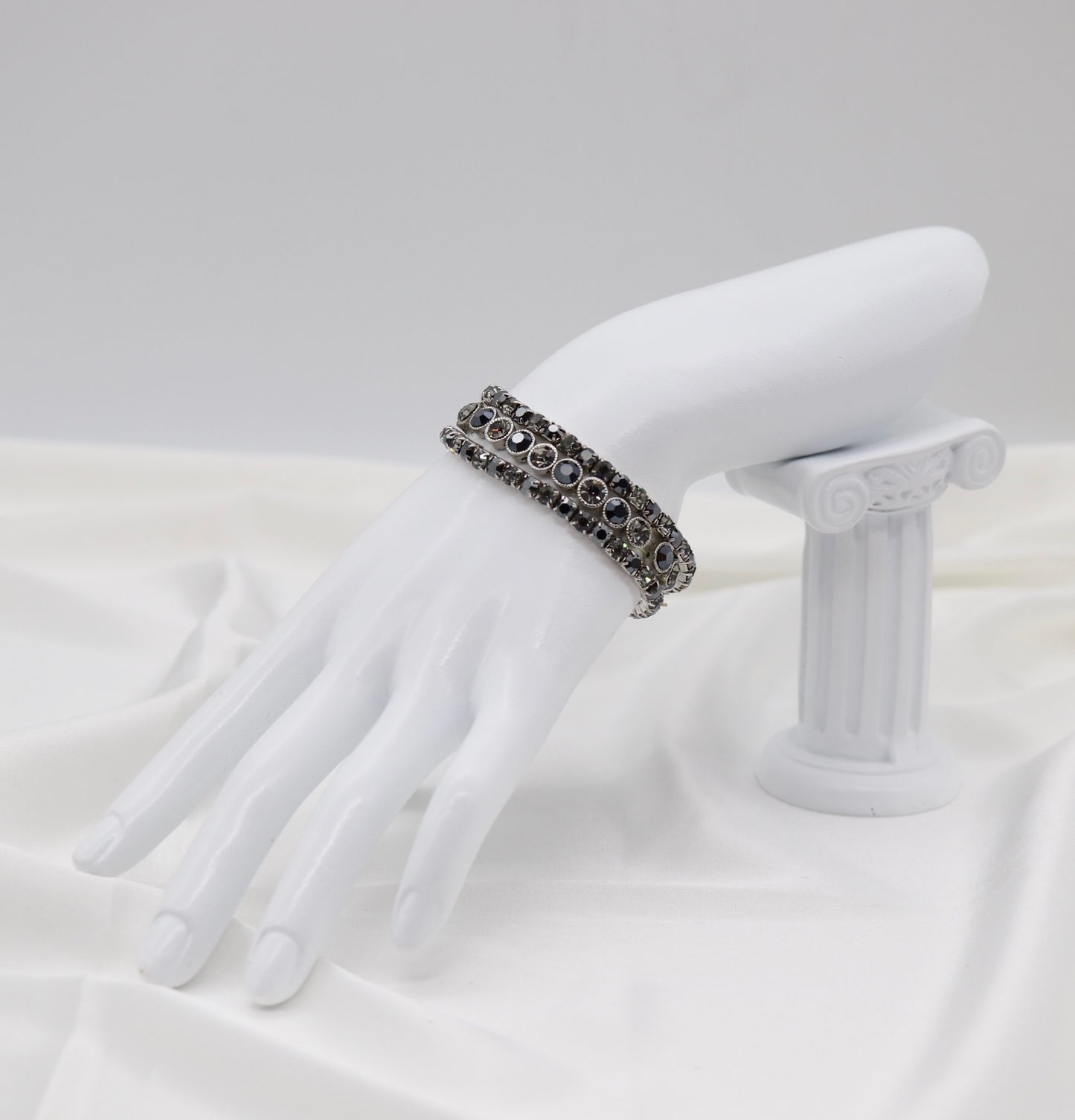 Midnight Sparkle Triple-Row Crystal Bracelet