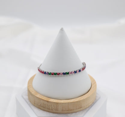 Multi-Colored CZ Diamond Adjustable Bracelet