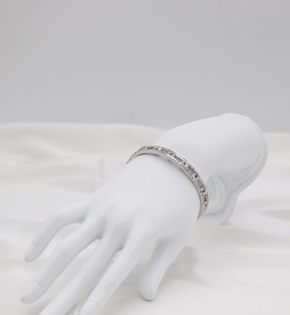 Silver Pavé Link Bangle Bracelet