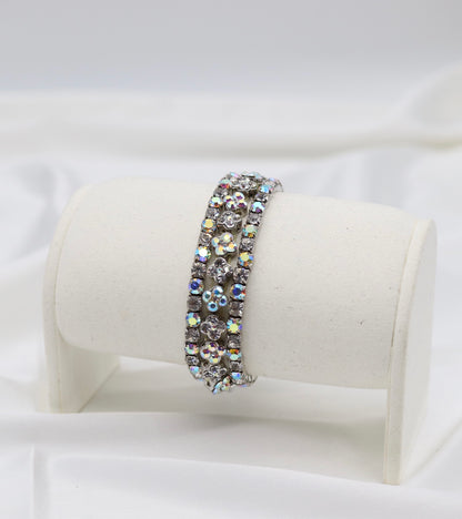 Silver Aurora Crystal Flower Bracelet