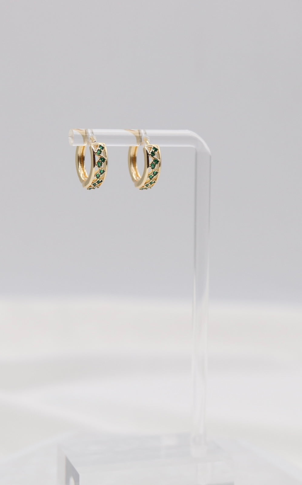 Emerald Lattice Gold Huggie Hoops