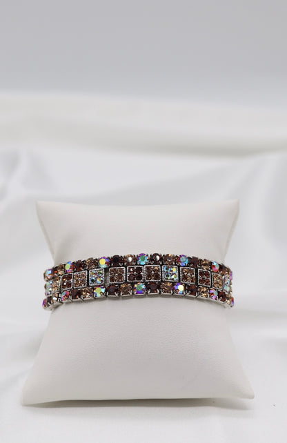 Brown Aurora Mosaic Crystal Stretch Bracelet