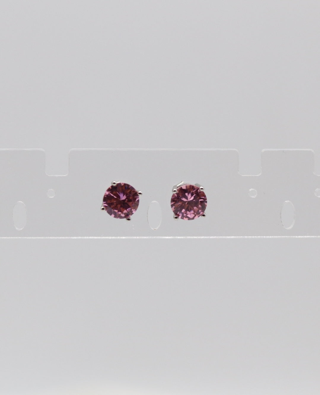 Blush Pink Crystal Stud Earrings – Classic Round Solitaire Studs