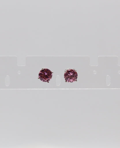 Blush Pink Crystal Stud Earrings – Classic Round Solitaire Studs