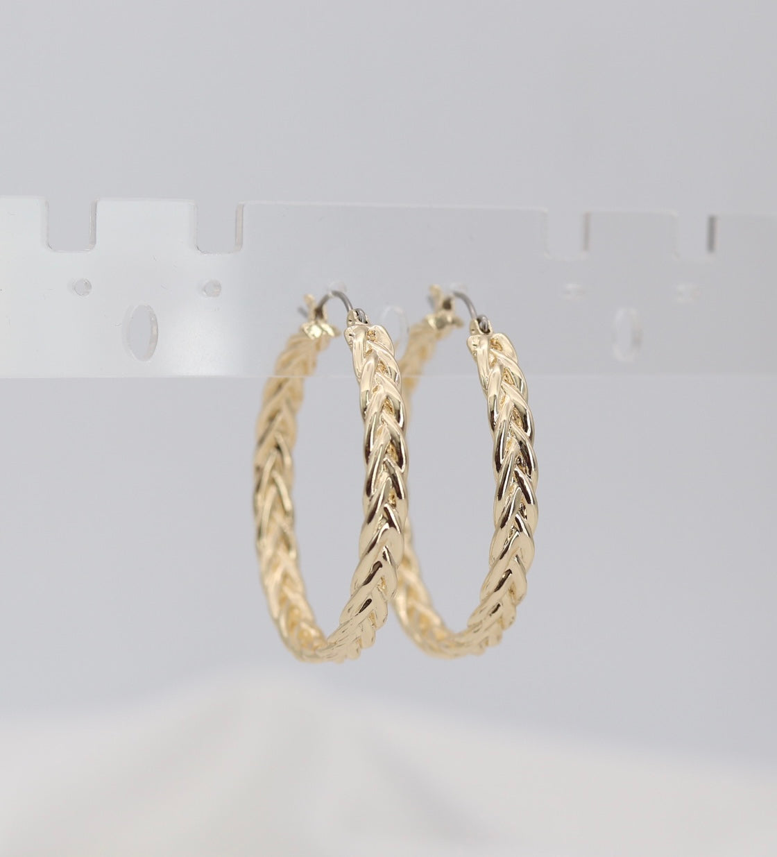 Braided Gold Hoop Earrings – Textured Twist Statement Hoops