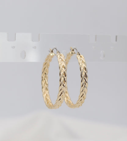 Braided Gold Hoop Earrings – Textured Twist Statement Hoops