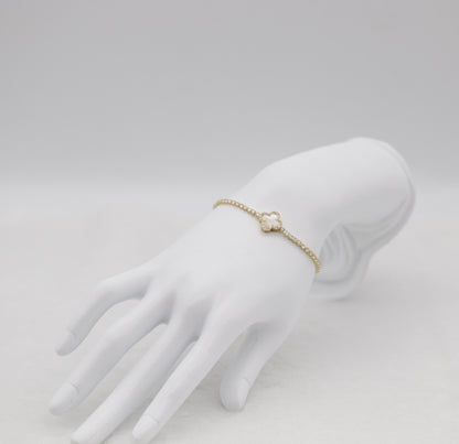 Gold Pave Clover Adjustable Bracelet