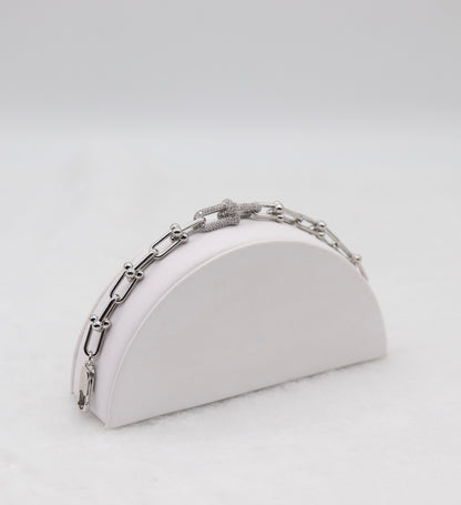 Silver Pavé Link Bracelet with Ball Accents