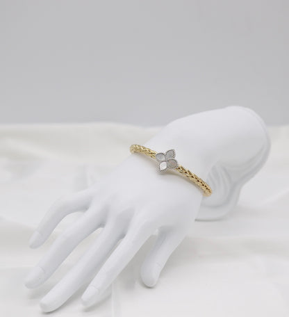 Gold Braided Clover Cuff Bracelet