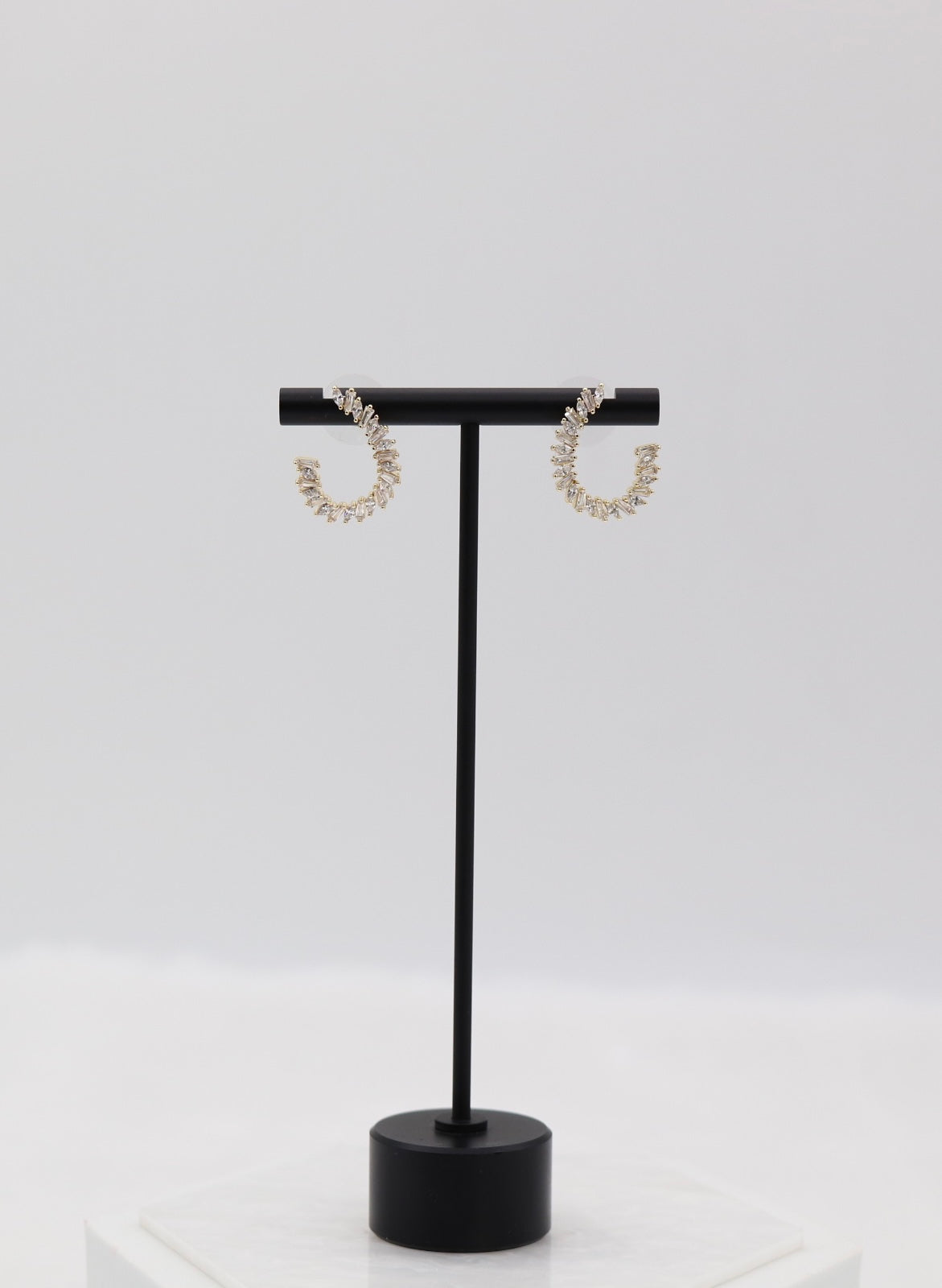 Sparkling Baguette Hoop Earrings