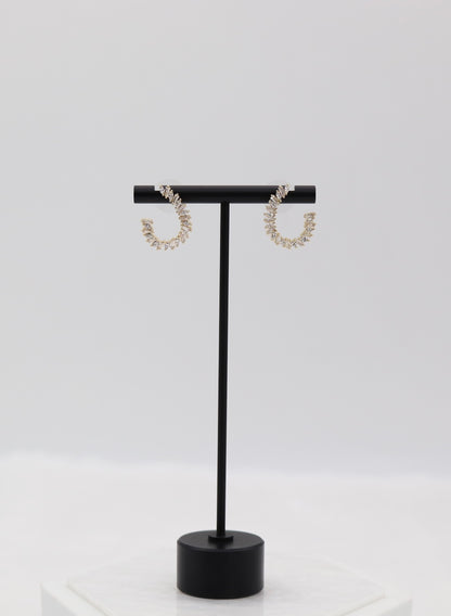 Sparkling Baguette Hoop Earrings