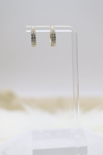 CZ Pave Gold Huggie Sterling Silver Earrings