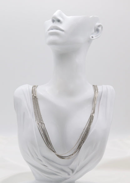 Silver-Tone Multi-Strand Snake Chain Statement Necklace