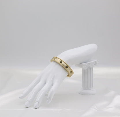 Matte Clover Bangle With CZ Clover Stations