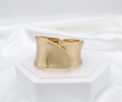 Chunky Matte Gold Cuff Hinged Bracelet