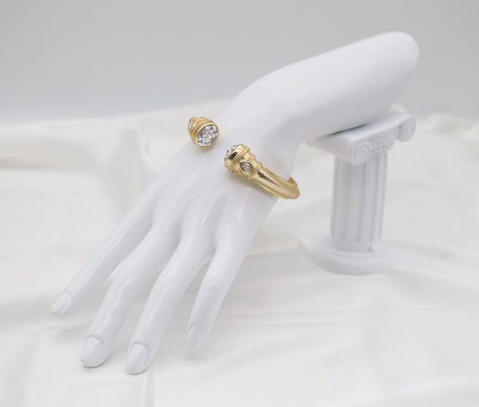 Clear Crystal Gold Cuff Bracelet