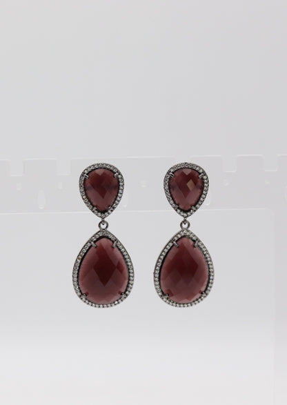 Dark Purple Teardrop Statement Earrings