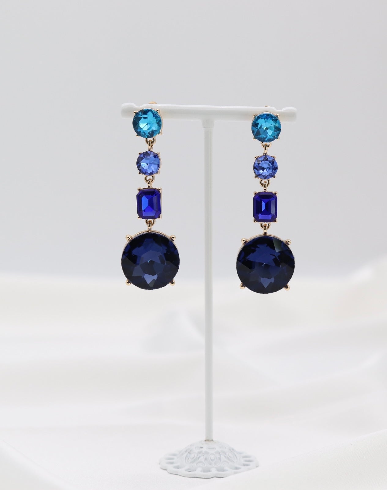 Blue Combination Glass Stone Post Earring