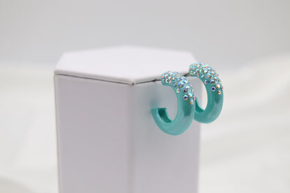 Aqua Green Round Shiny Color Coating Hoop Earring