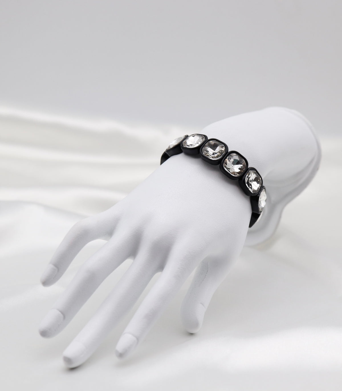 Black Crystal Stretch Statement Bracelet