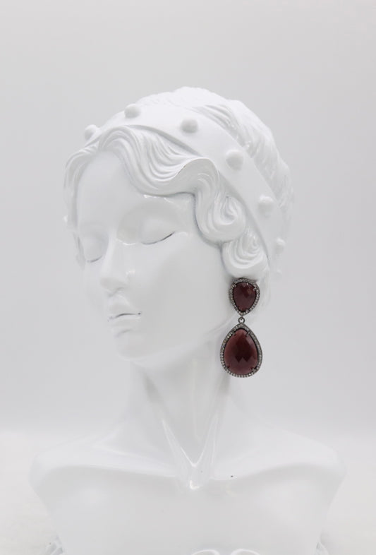 Dark Purple Teardrop Statement Earrings