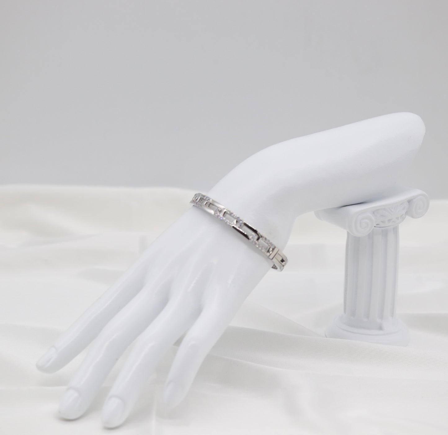 Silver Pavé Link Bangle Bracelet