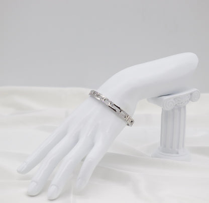 Silver Pavé Link Bangle Bracelet