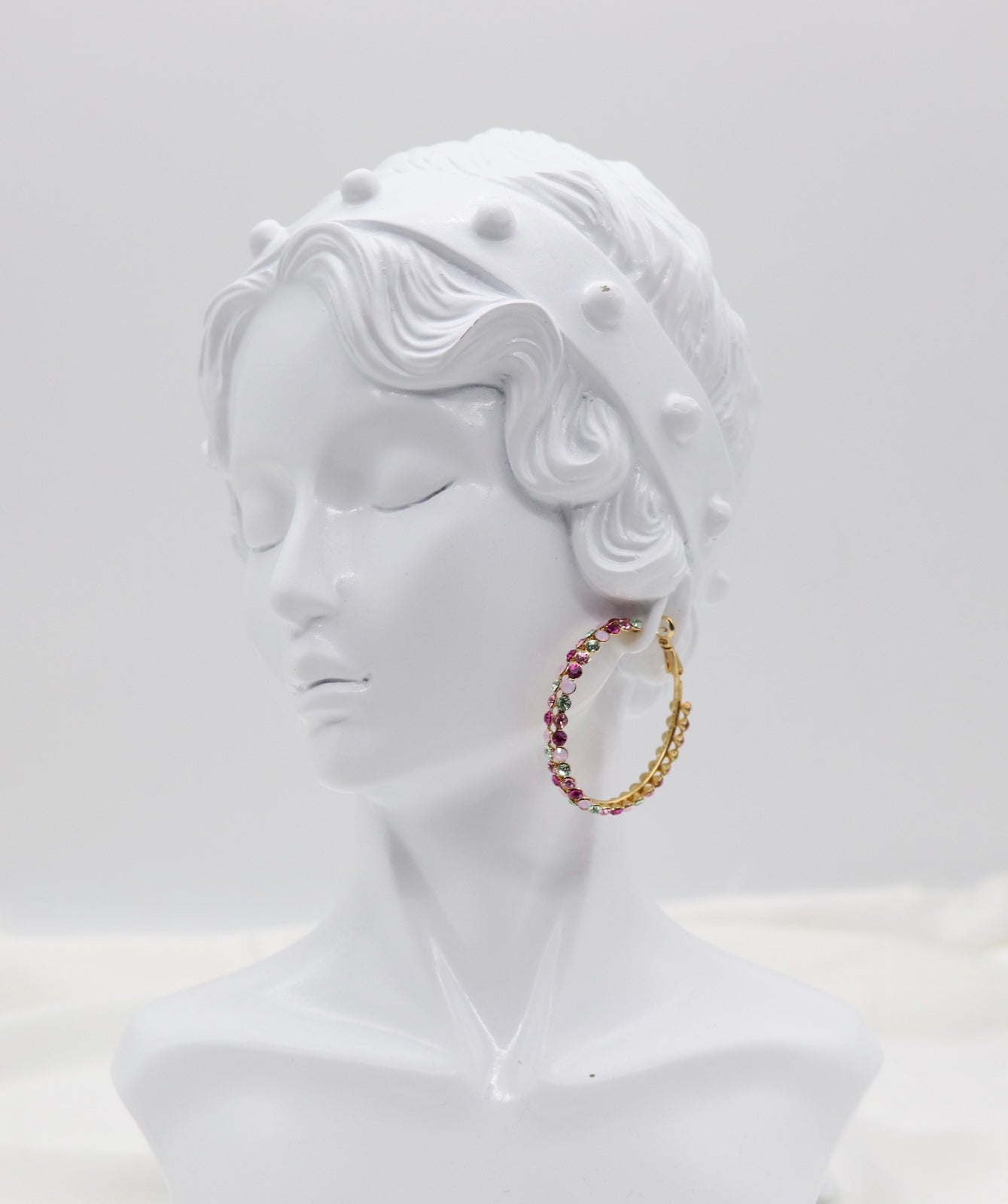 Fuchsia Multi-Color Jewel Hoop Earrings