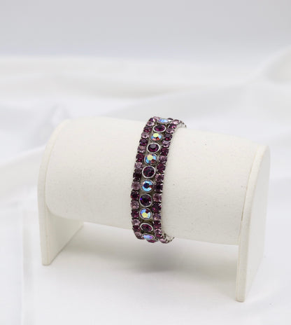 Purple Aurora Crystal Round-Cut Bracelet