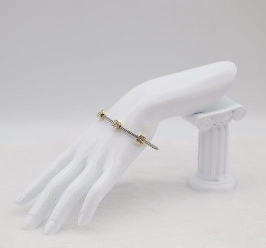 Gold Cable Bracelet with Sparkling Crystal Accents