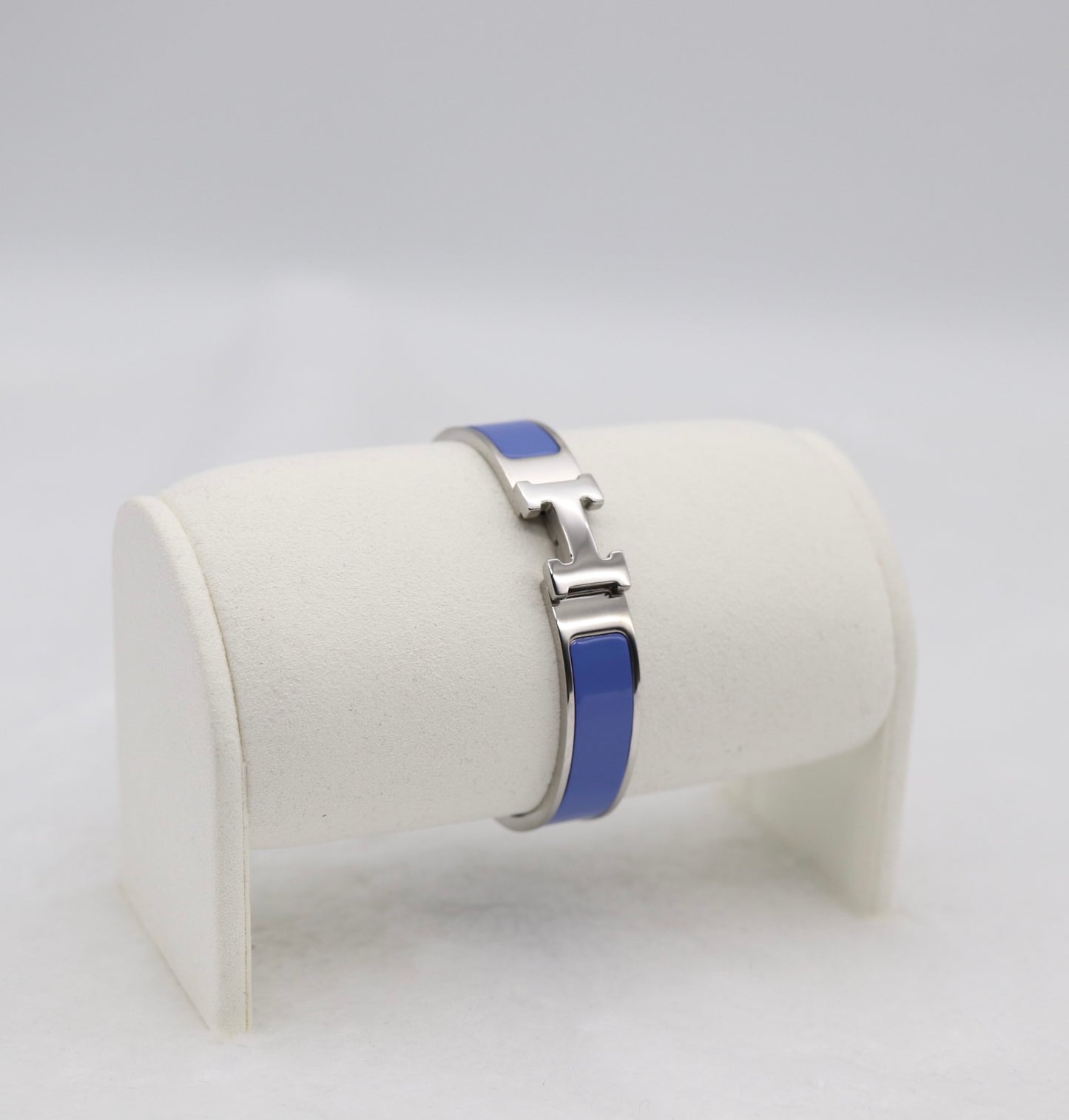 Medium Elegant Silver & Navy Blue Enamel Bracelet