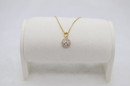 Gold Floral Crystal Necklace – Dainty Sparkling Pendant