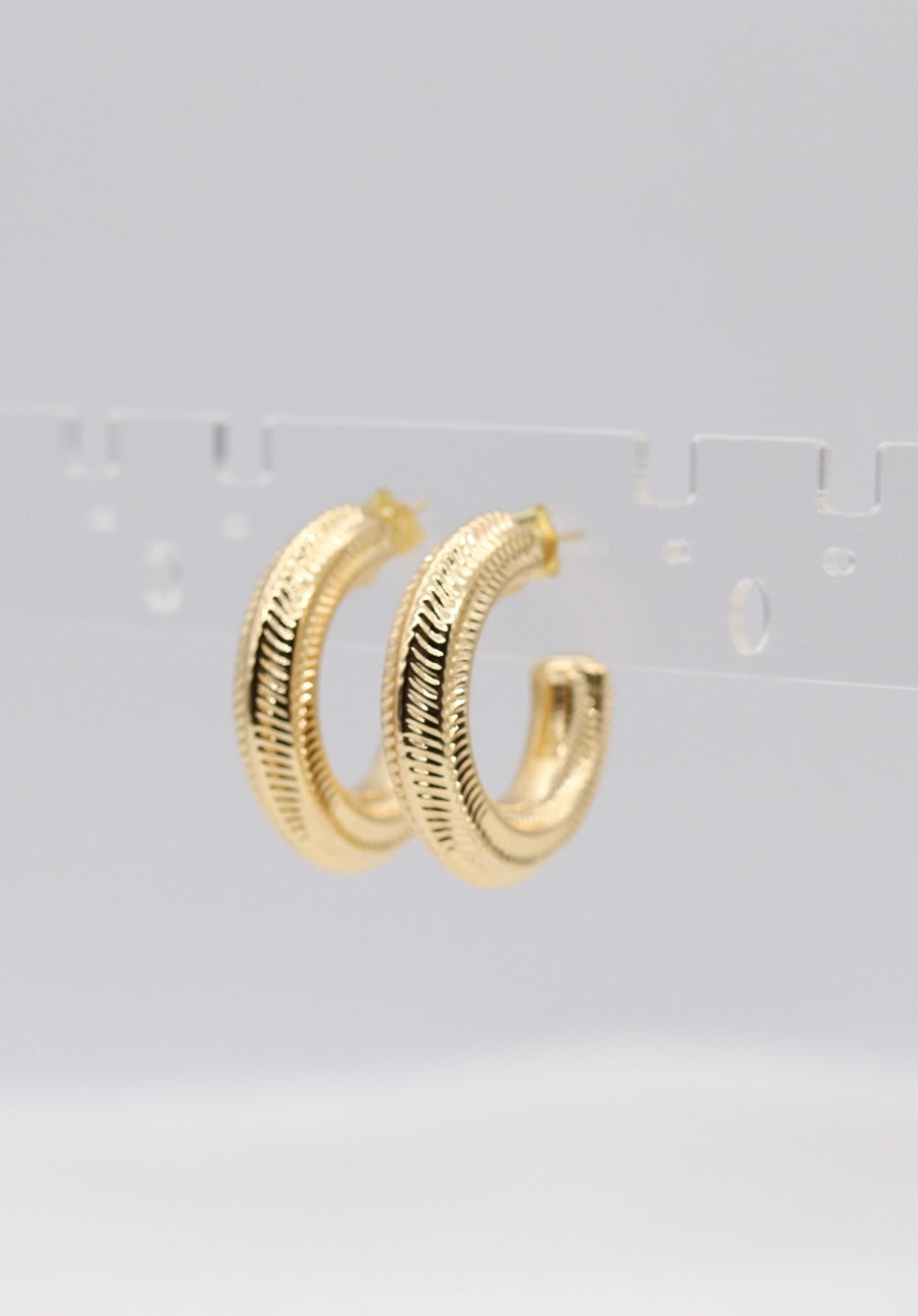 Etched Horizon Gold Hoop Earrings