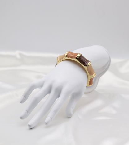 Gold Multi-Tone Enamel Hinged Bangle Bracelet