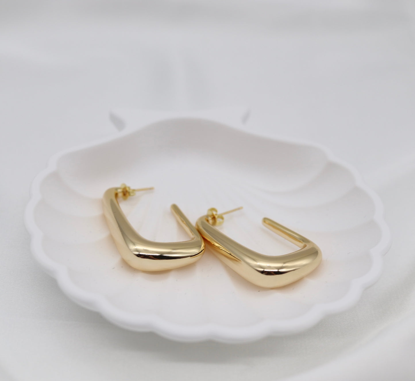 Modern Gold Sculpted Hoop Earrings