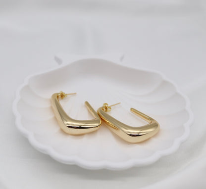 Modern Gold Sculpted Hoop Earrings