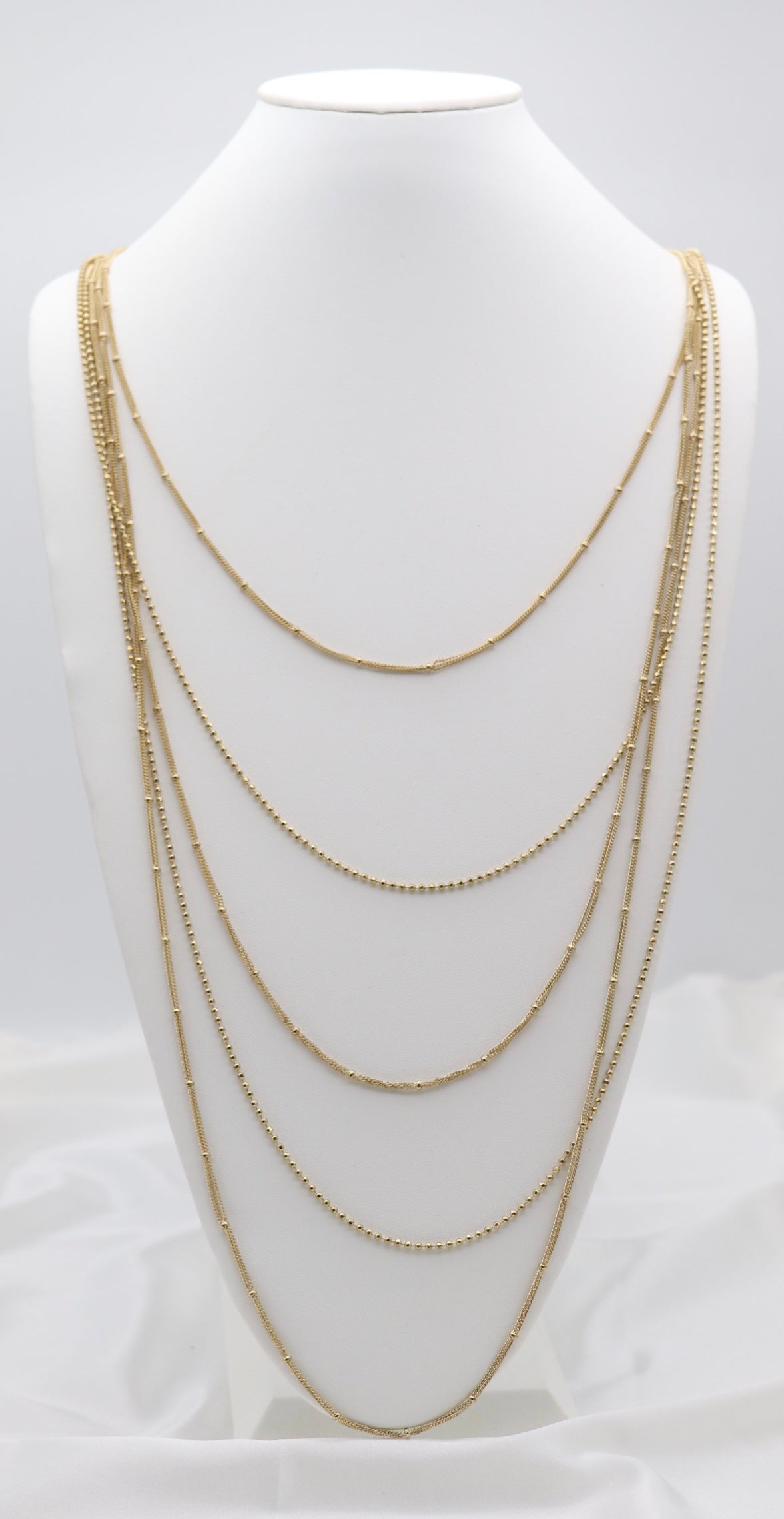 Gold Multi-Strand Layered Chain Necklace