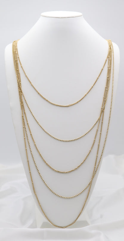Gold Multi-Strand Layered Chain Necklace