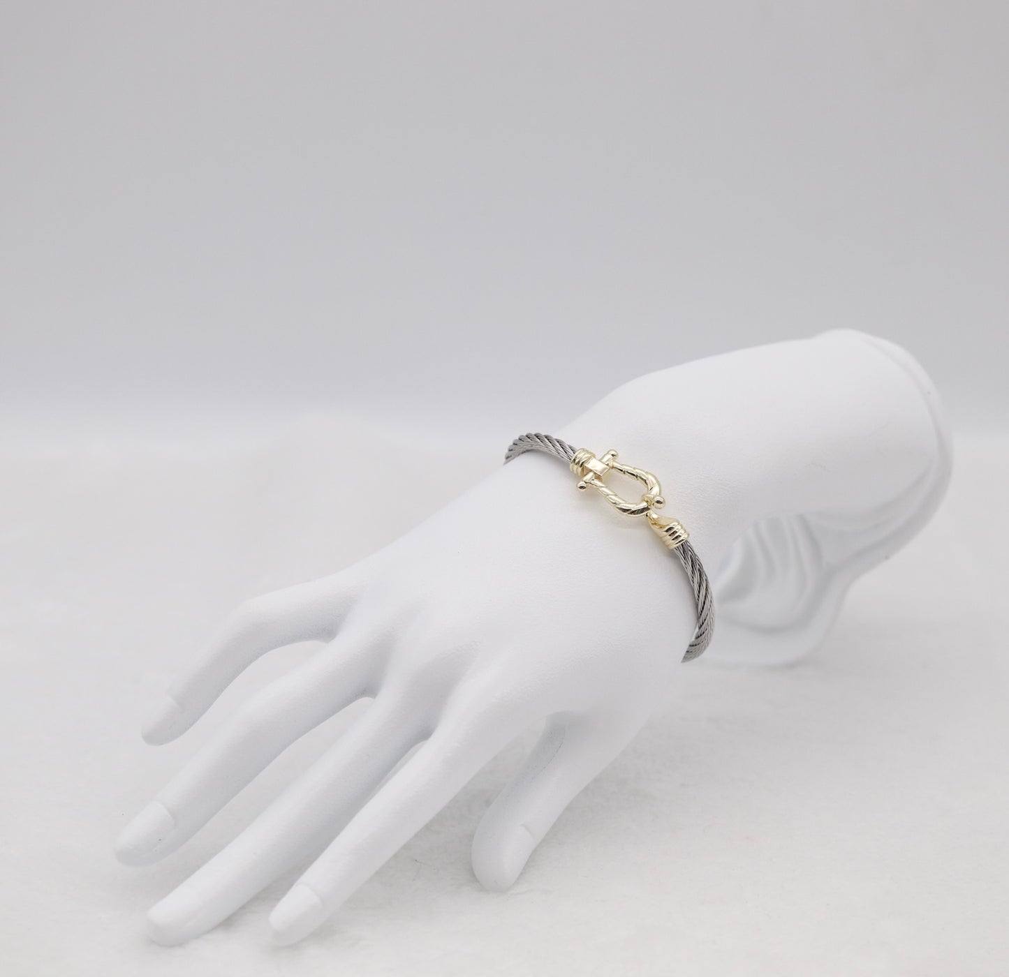 Two-Tone Cable Bracelet with Gold Anchor Clasp
