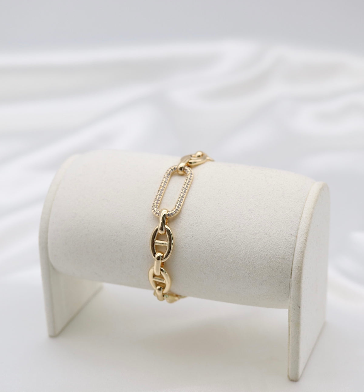 Gold Crystal Link Statement Bracelet