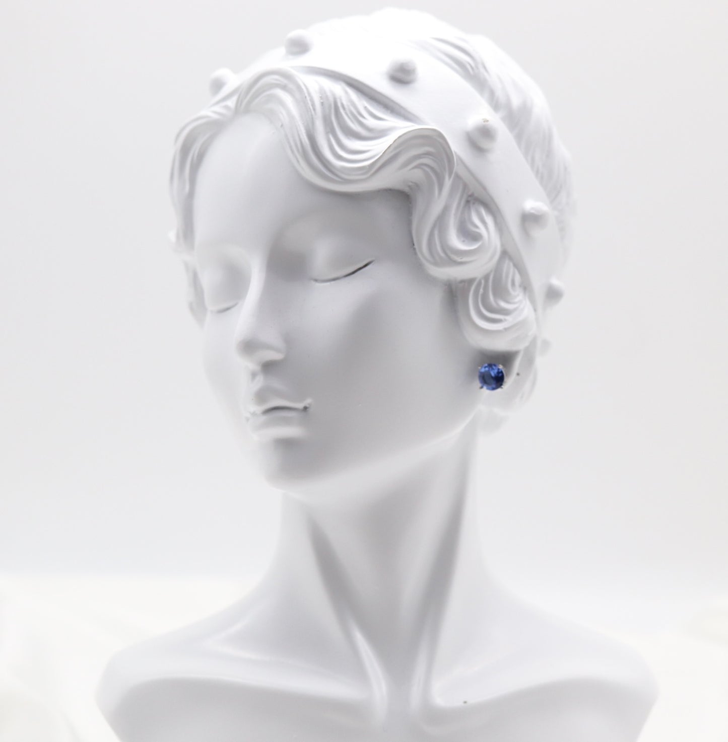 Sapphire Blue Crystal Stud Earrings – Classic Round Solitaire Studs