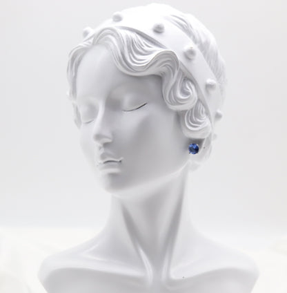 Sapphire Blue Crystal Stud Earrings – Classic Round Solitaire Studs