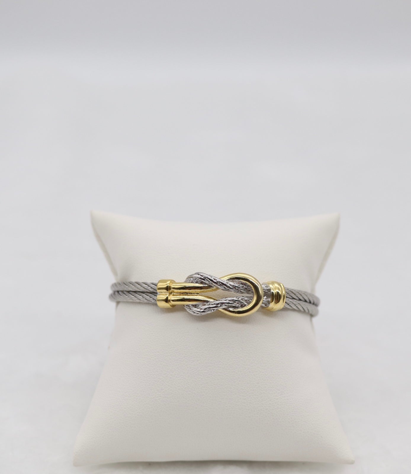 Two-Tone Cable Bracelet with Gold Knot Detail