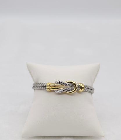 Two-Tone Cable Bracelet with Gold Knot Detail