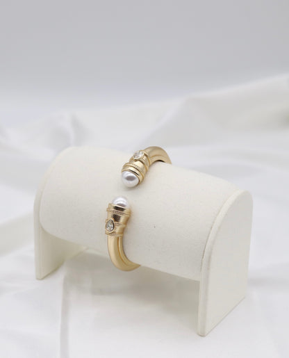 Classic Pearl and Gold Cuff Bracelet