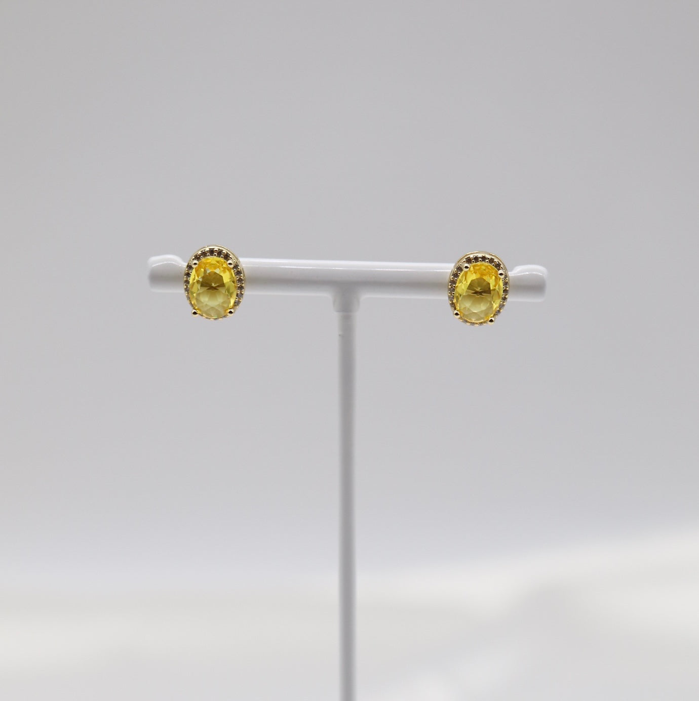 Citrine Cubic Zirconia Gold Post Style Earrings