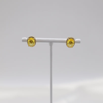 Citrine Cubic Zirconia Gold Post Style Earrings